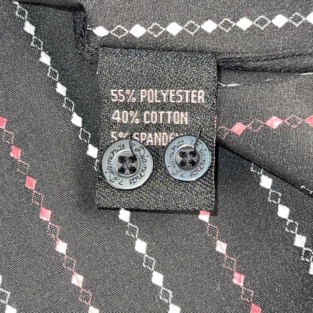 7 Diamonds Mens Black‎ Pink Vertical Striped Button Down Dress Shirt L - Picture 5 of 7